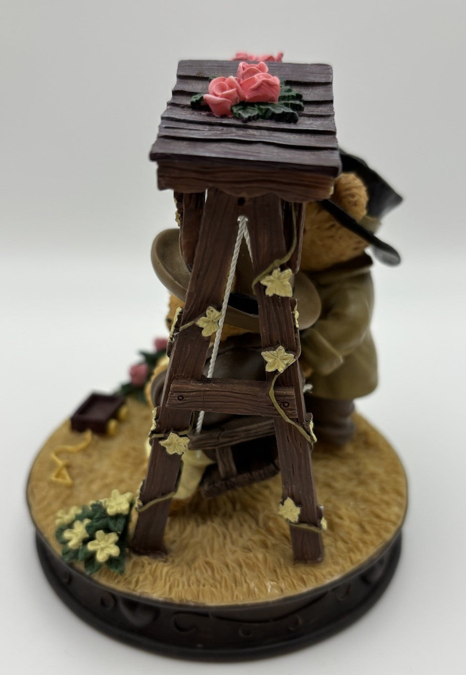 Avon Bear Figurine – Family on Swing with Roses & Wagon