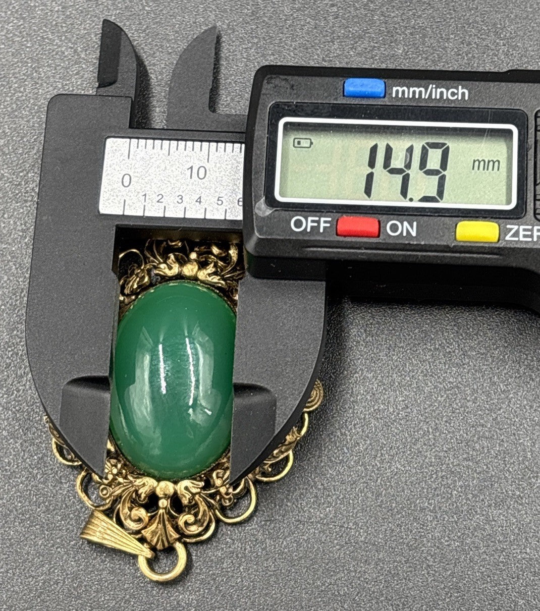 Antique Czech Uranium Glass Pendant Art Nouveau Brass Filigree Gold Filled
