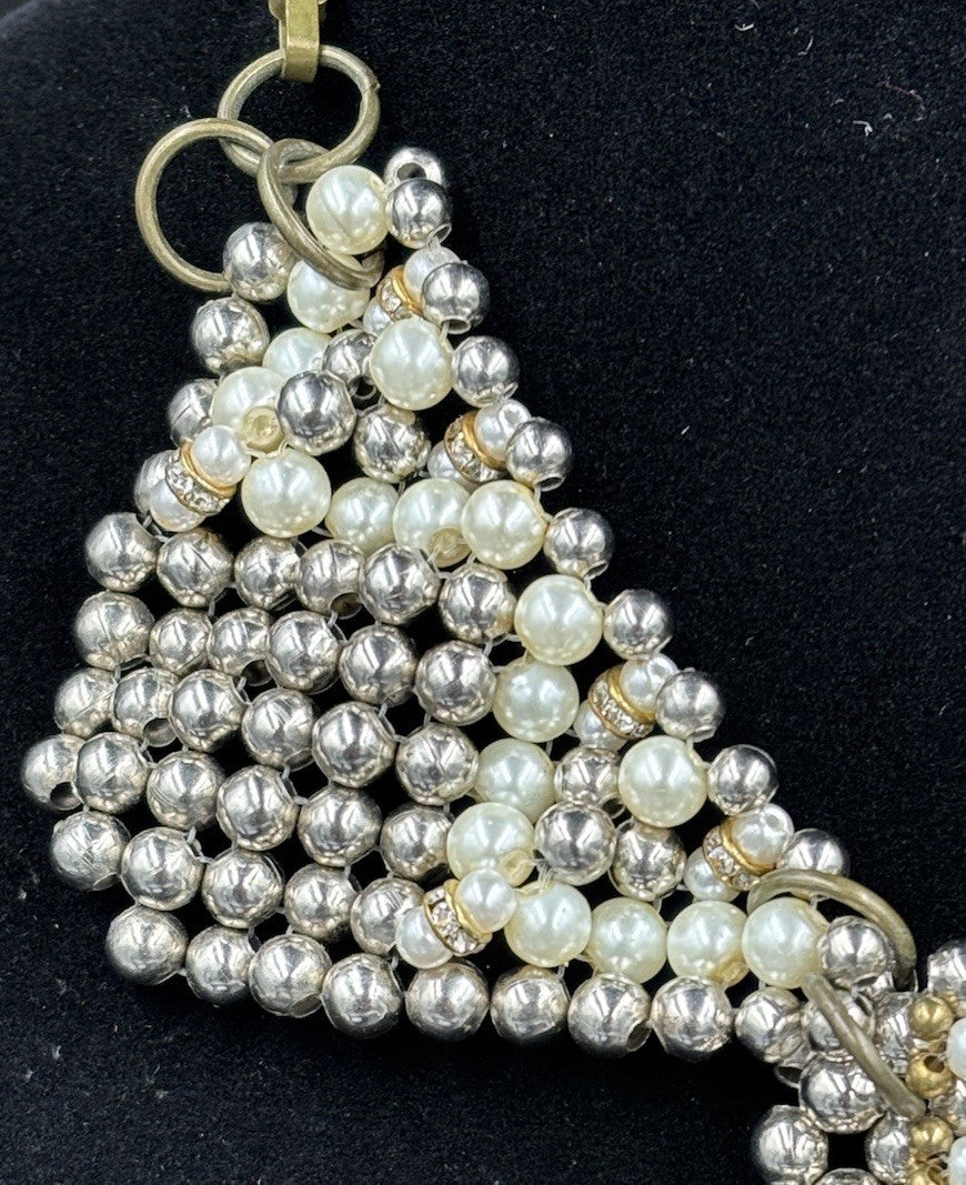 Anthropologie Pam Hiran Pearl Bib Necklace Vintage Collar Statement Beaded
