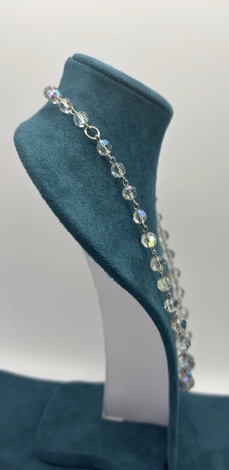 Vintage Aurora Borealis Crystal Parure Necklace Earrings Brooch Set 1950s