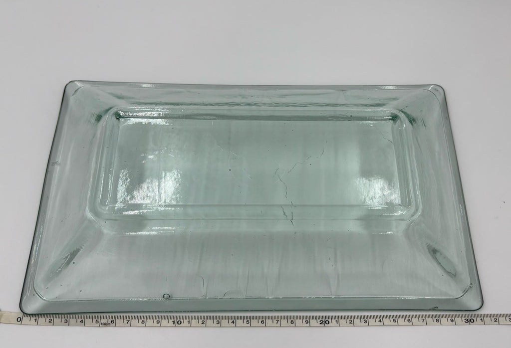 Vintage Heavy Italian Style Art Glass Centrepiece Bowl Tray Green Tint