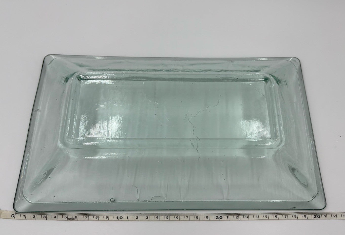 Vintage Heavy Italian Style Art Glass Centrepiece Bowl Tray Green Tint