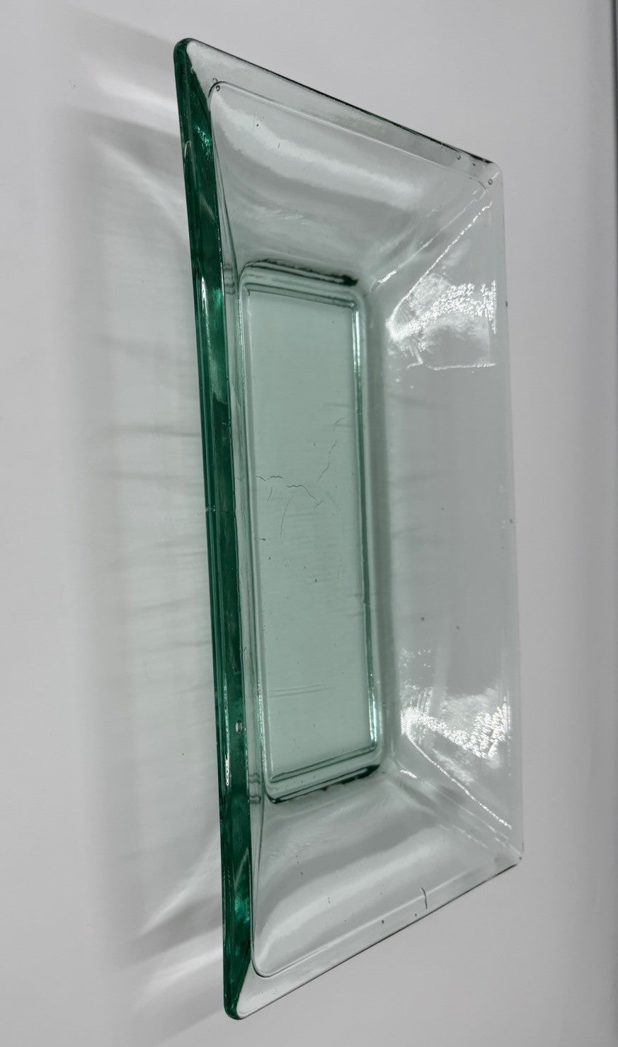 Vintage Heavy Italian Style Art Glass Centrepiece Bowl Tray Green Tint