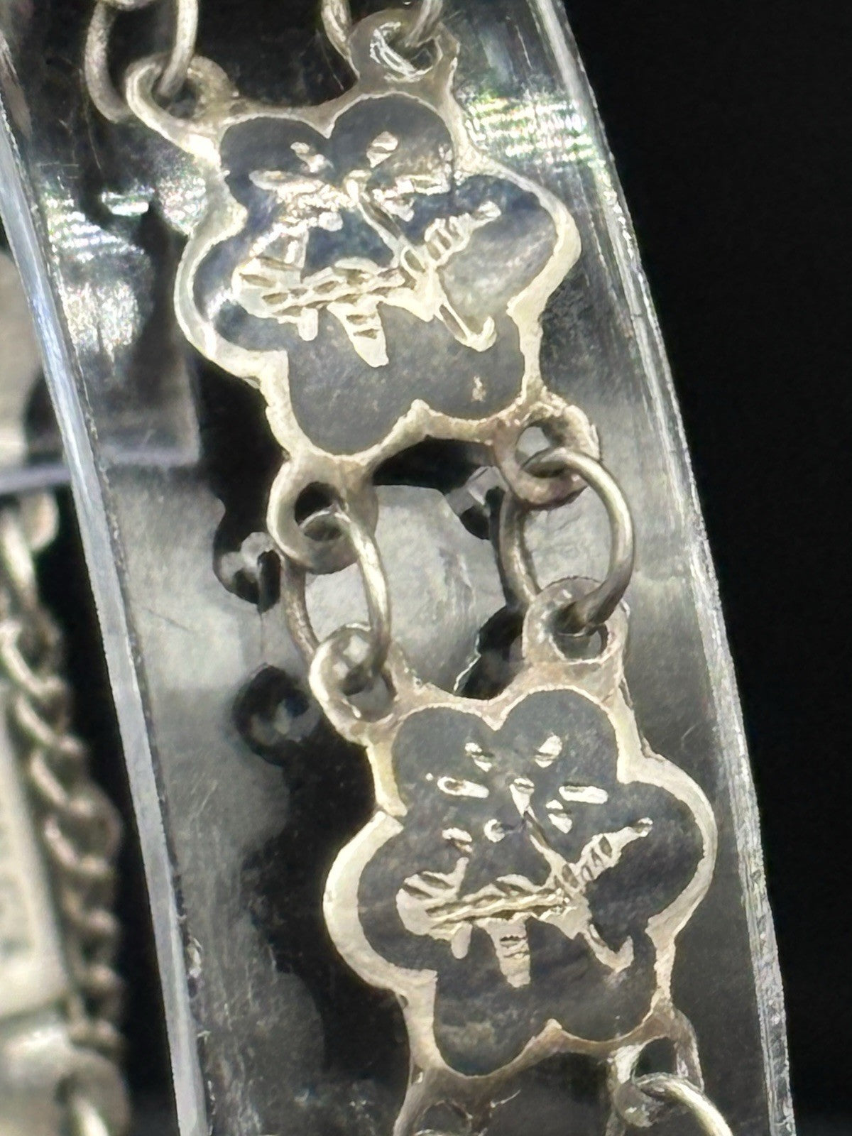 Vintage Siam Sterling Silver Niello Panel Link Bracelet