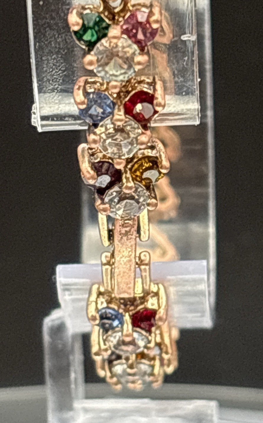 Vintage Rose Gold Tone Tennis Bracelet Multicolour Crystal Link Statement