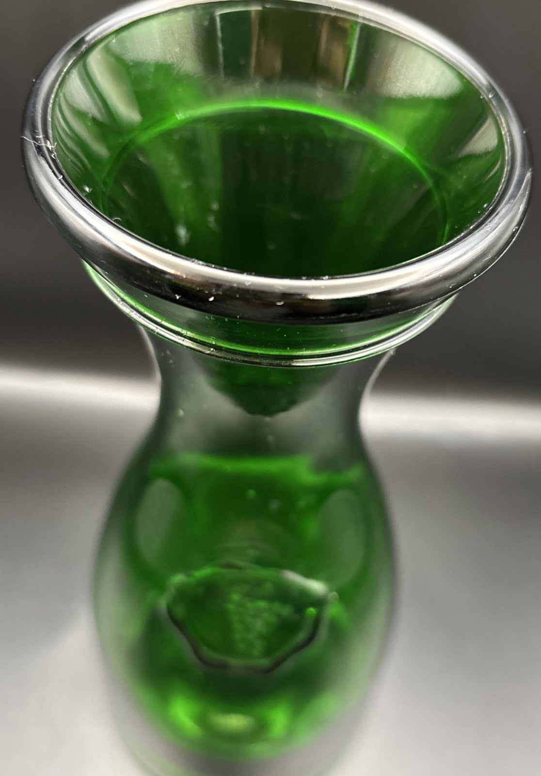 Vintage Italian Art Glass Vase Green Empoli Hand Blown Applied Prunt Mid Century