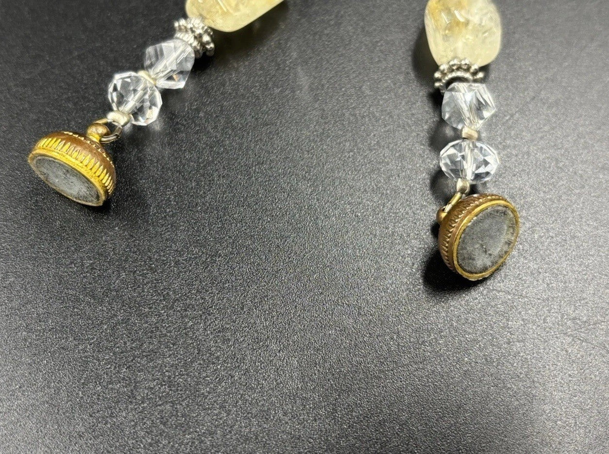 Vintage Pearl and Crystal Necklace Silver Accents Citrine Style Beads