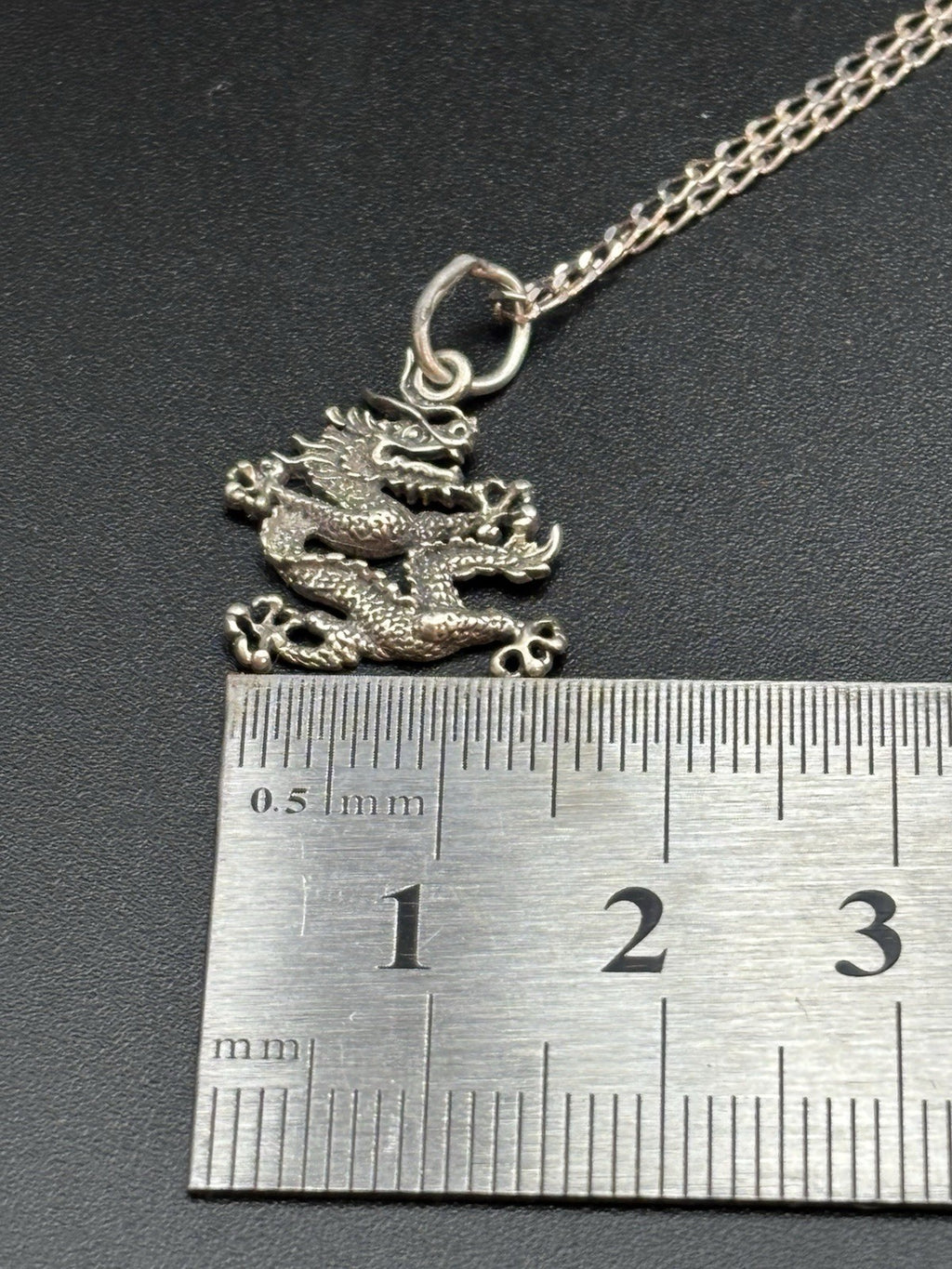 Vintage 800 Silver Dragon Pendant Necklace Sterling Silver 925 Chain