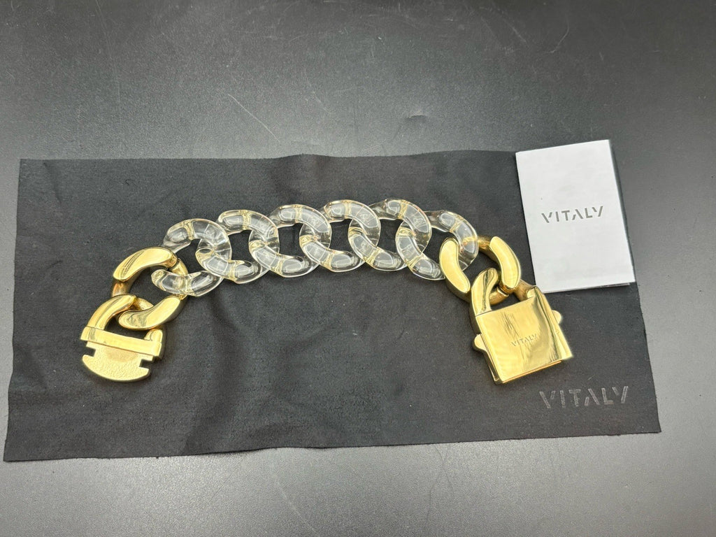 Vitaly Clear Link Chain Bracelet Gold Tone Stainless Steel Boxed 20cm