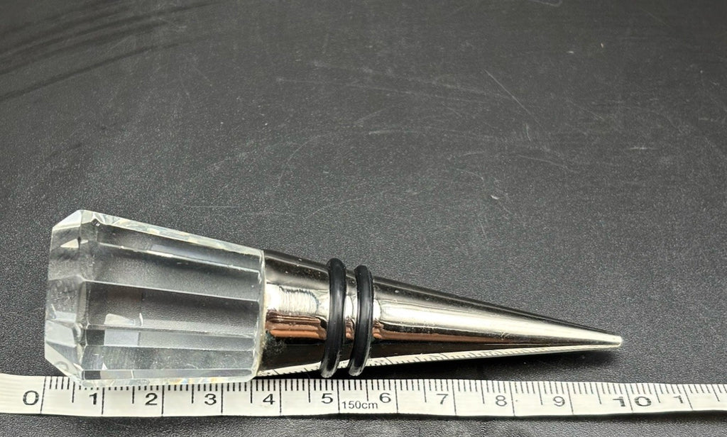 Faceted Cut Glass Style Wine Bottle Stopper Stainless Steel Airtight Barware