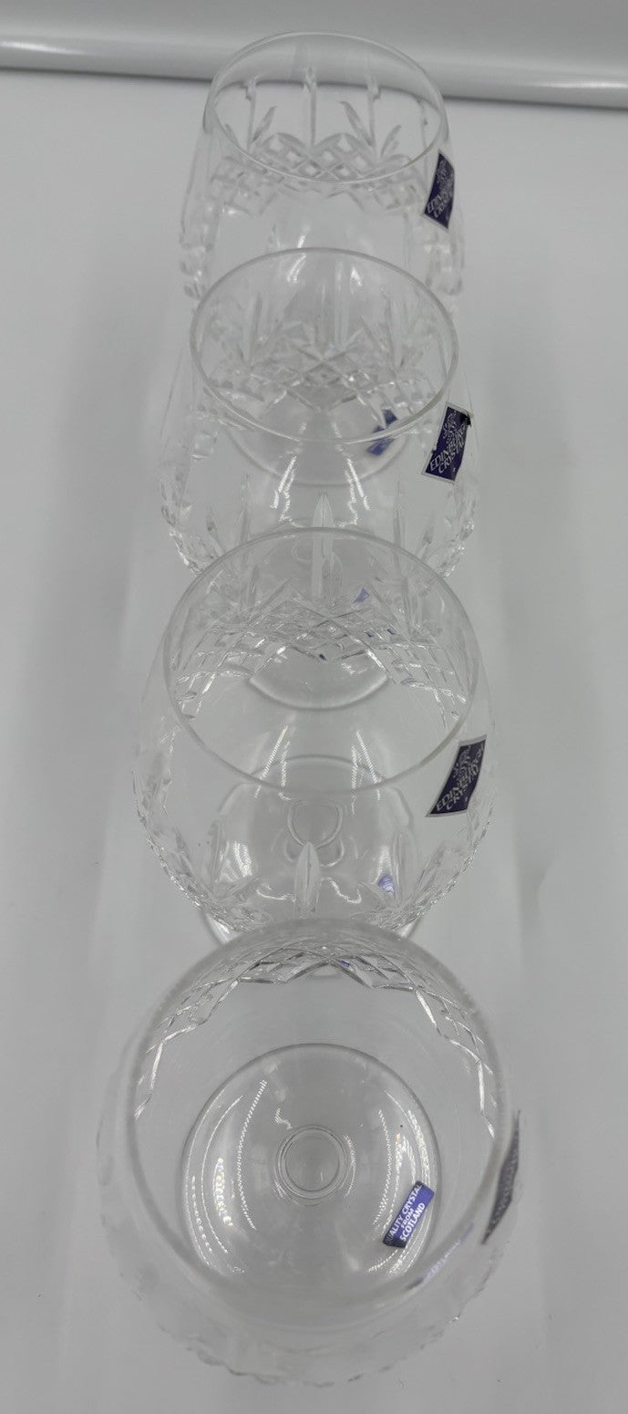 Edinburgh Crystal Cut Lead Brandy Balloon Glasses Set of 4 Scotland Vintage