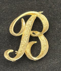 Vintage Mamselle Script Letter B Brooch Gold Tone Monogram