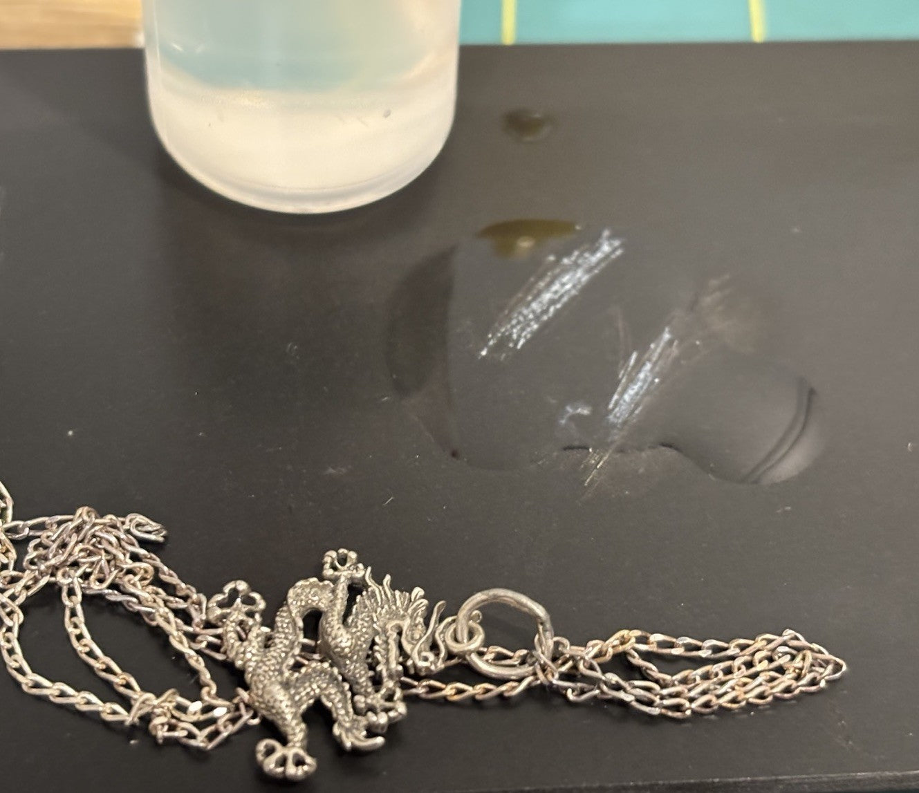 Vintage 800 Silver Dragon Pendant Necklace Sterling Silver 925 Chain