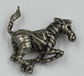Vintage Silver Tone Zebra Brooch – Brutalist Modernist Animal Pin 1960s Style