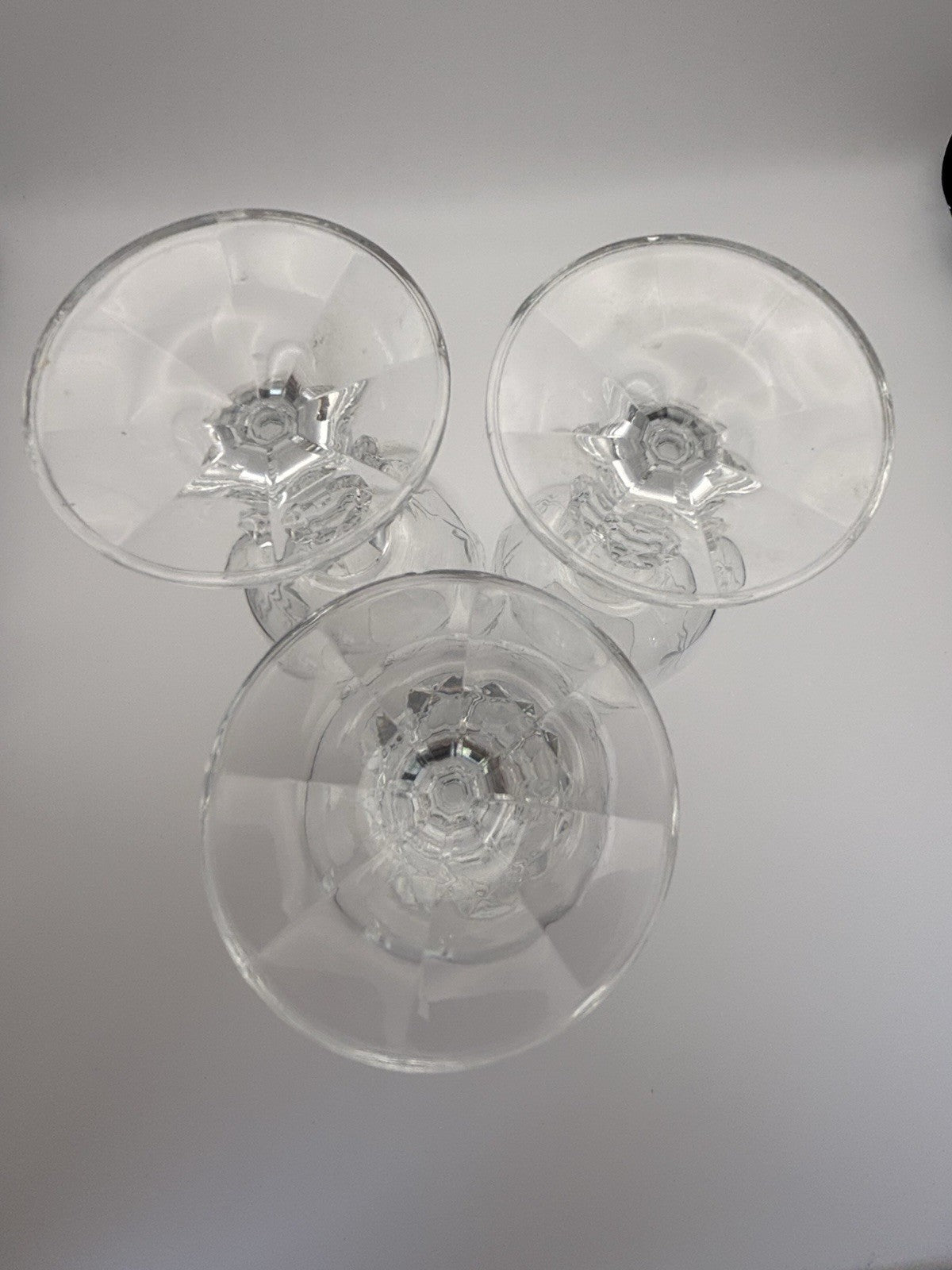 Vintage Cut Crystal Ball Stem Champagne Flutes Set of 3 Glassware