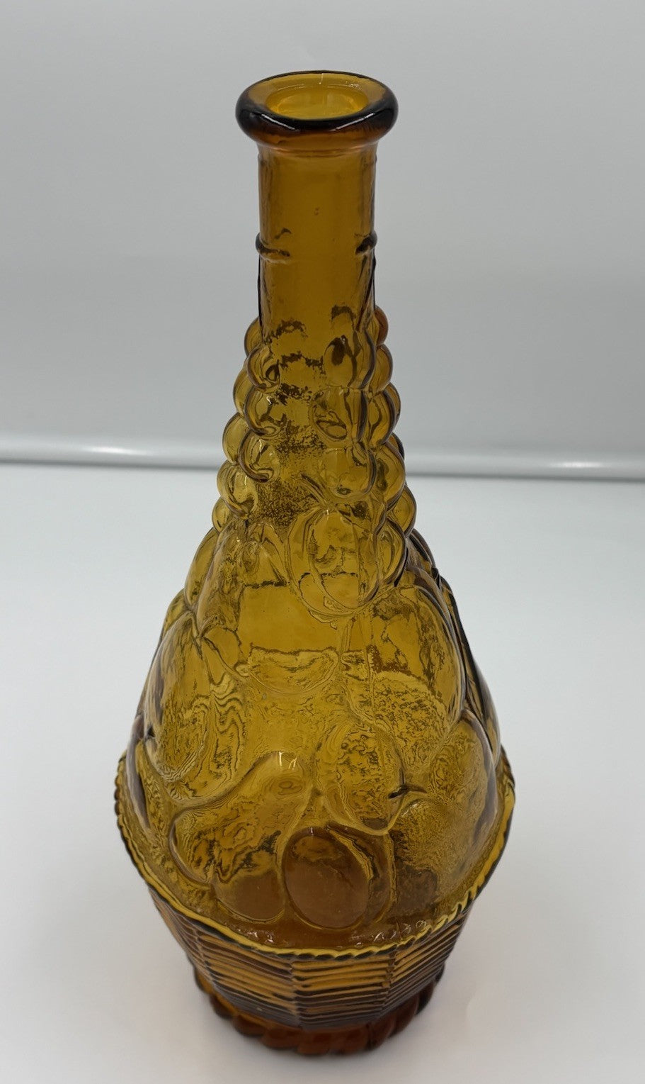 Vintage Empoli Amber Glass Decanter Tall Genie Stopper Large Statement Piece