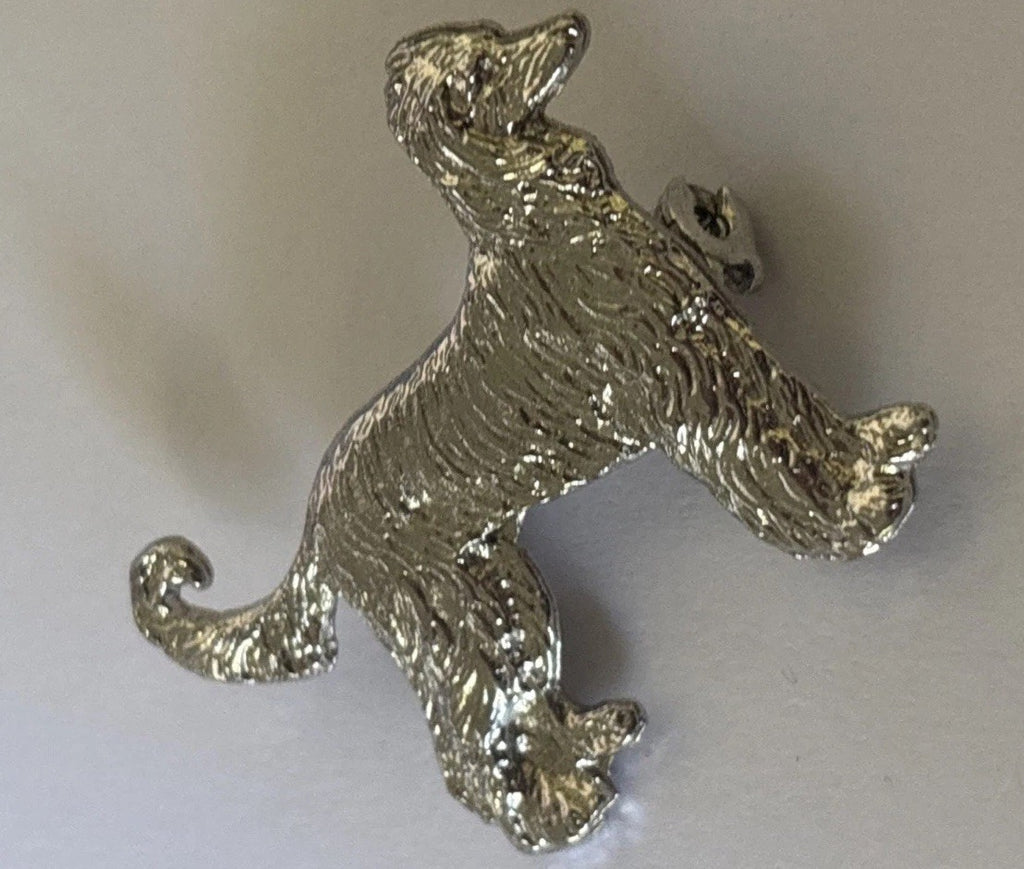 Afghan hound standing pewter Brooch Silver Tone