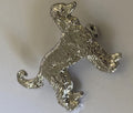 Afghan hound standing pewter Brooch Silver Tone