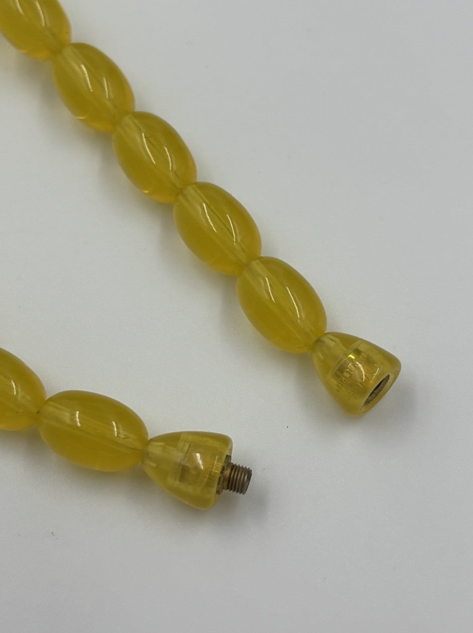 Vintage Lemon Yellow Lucite Bead Necklace Graduated Oval Mid Century
