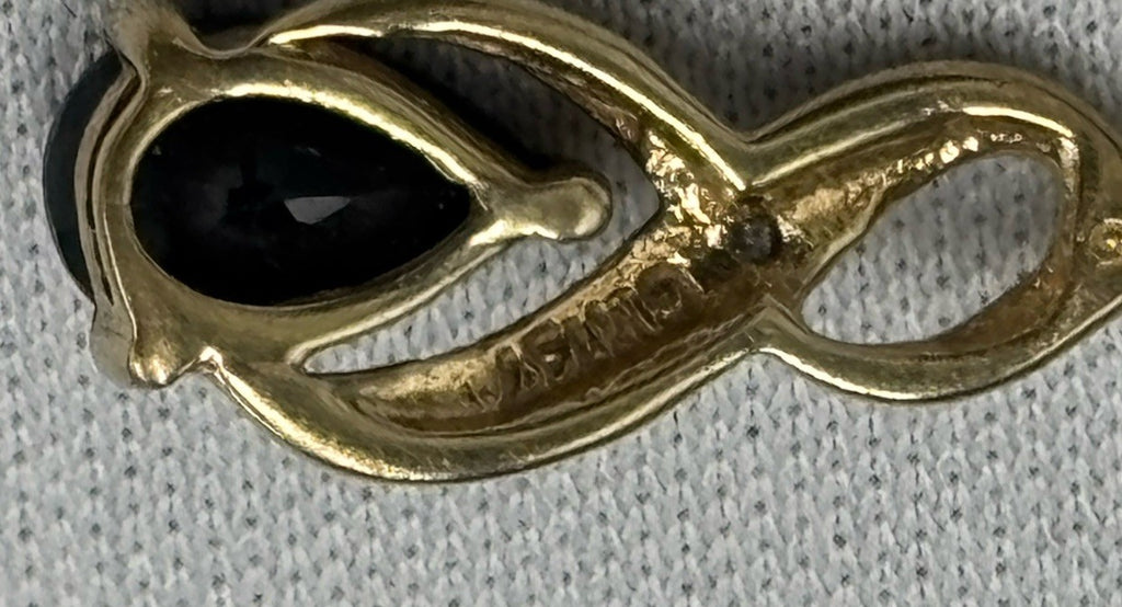 9ct Gold Sapphire Pendant with Diamond Accent Hallmarked 375 Infinity Swirl