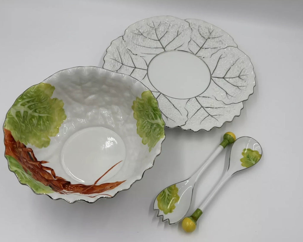 Rare Noritake Lobster Salad Bowl Set Vintage Japan Porcelain Serving Dish
