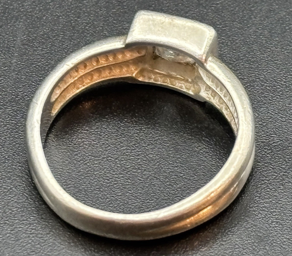 Vintage Sterling Silver Princess Cut CZ Modernist Ring Size 8 925