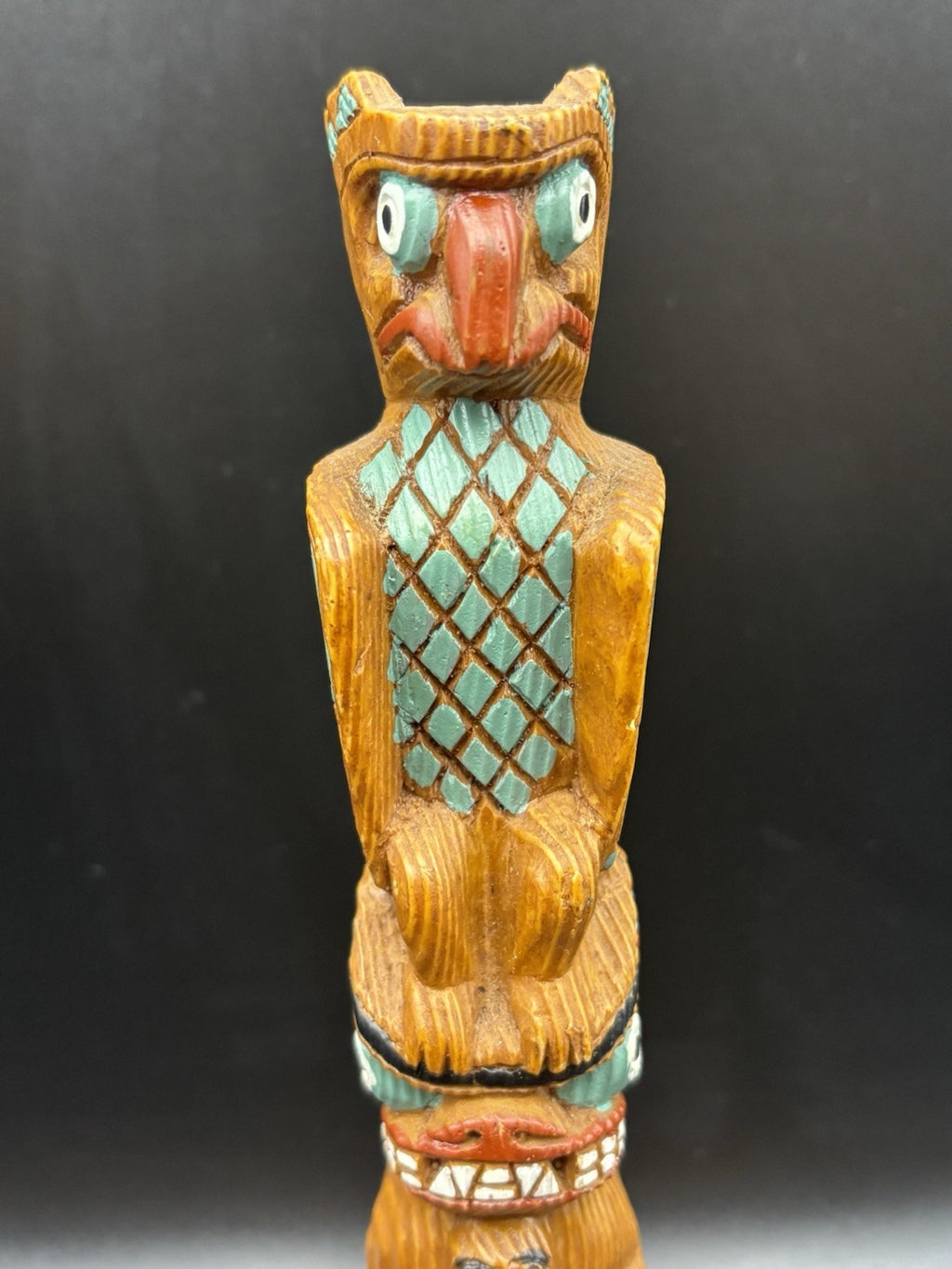 Hand Carved Wooden Tiki Totem Figure Hand Painted Tribal Folk Art Decor