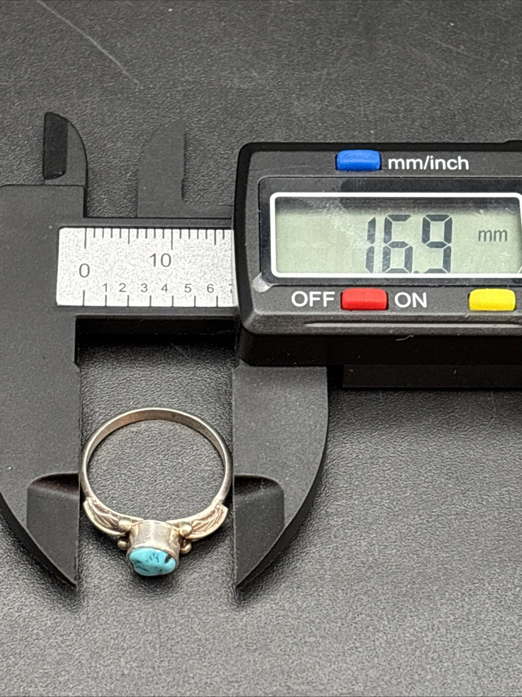 Vintage 925 Sterling Silver Turquoise Feather Ring Size 5.5