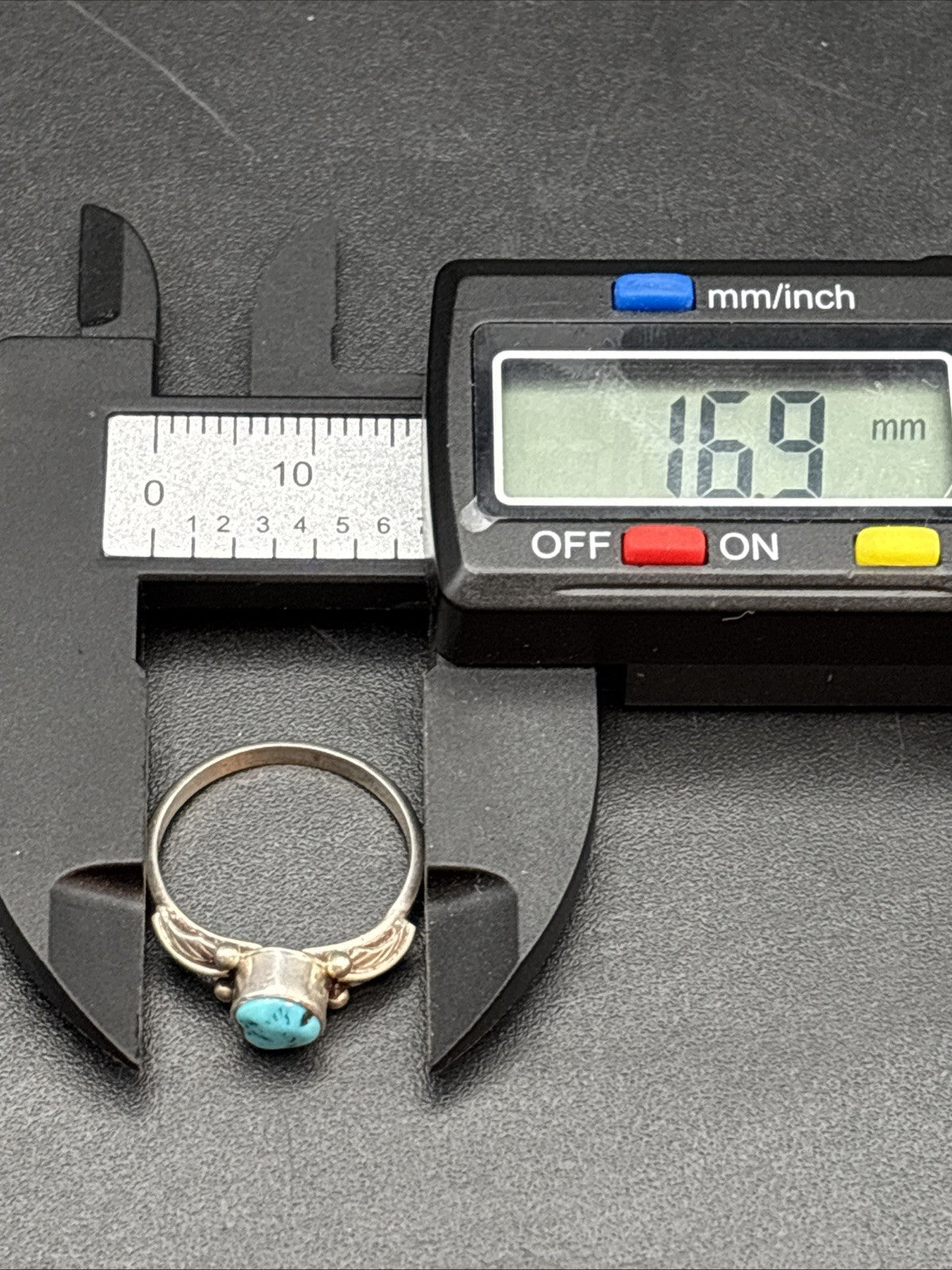 Vintage 925 Sterling Silver Turquoise Feather Ring Size 5.5