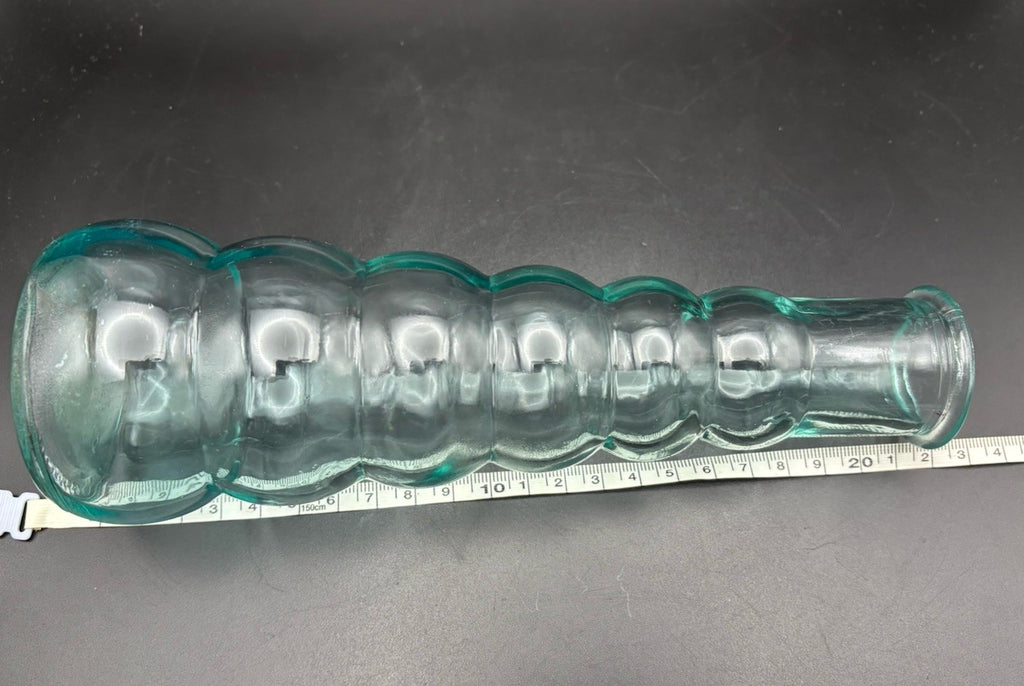 Vintage Aqua Blown Glass Bubble Vase Knopped Mid Century 22cm