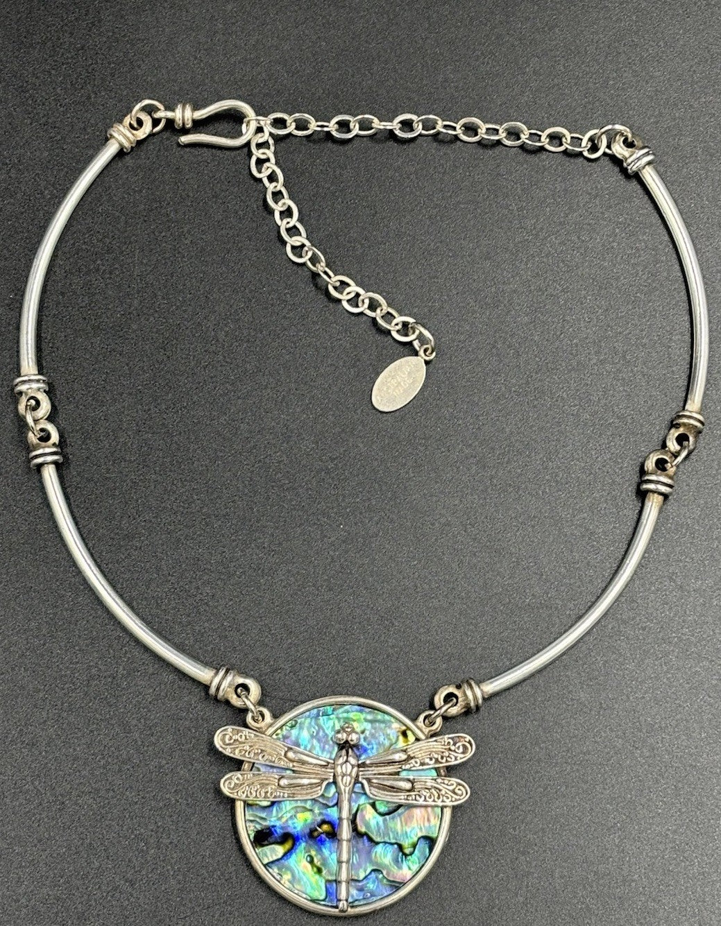 Vintage Abalone Dragonfly Necklace Calypso Flash Australian Made Jewelry