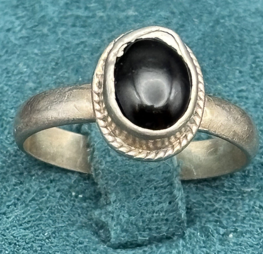 Vintage Sterling Silver Black Onyx Ring Size O 7.25