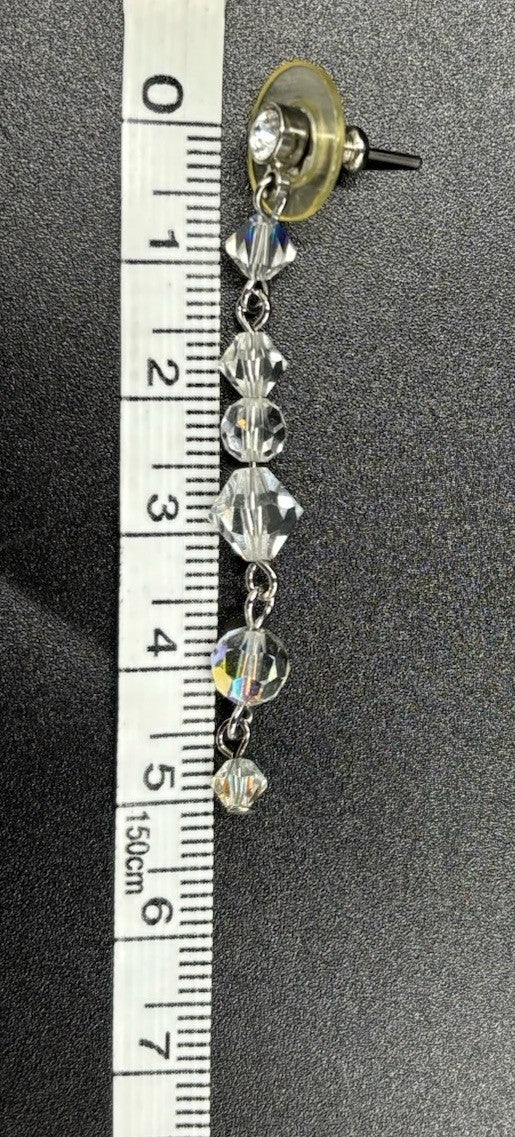 Vtg Double Strand Sparkling Aurora Borealis AB Glass Crystal Necklace & Earrings
