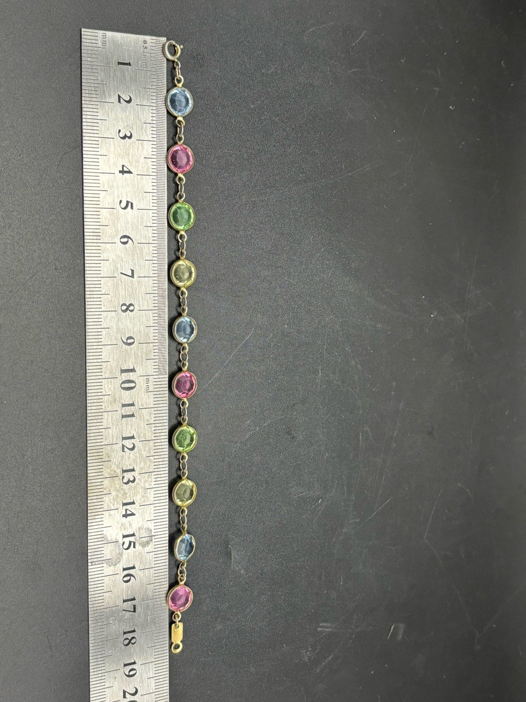 Vintage Pastel Glass Rivière Necklace Bracelet Set UV Reactive Gold Tone