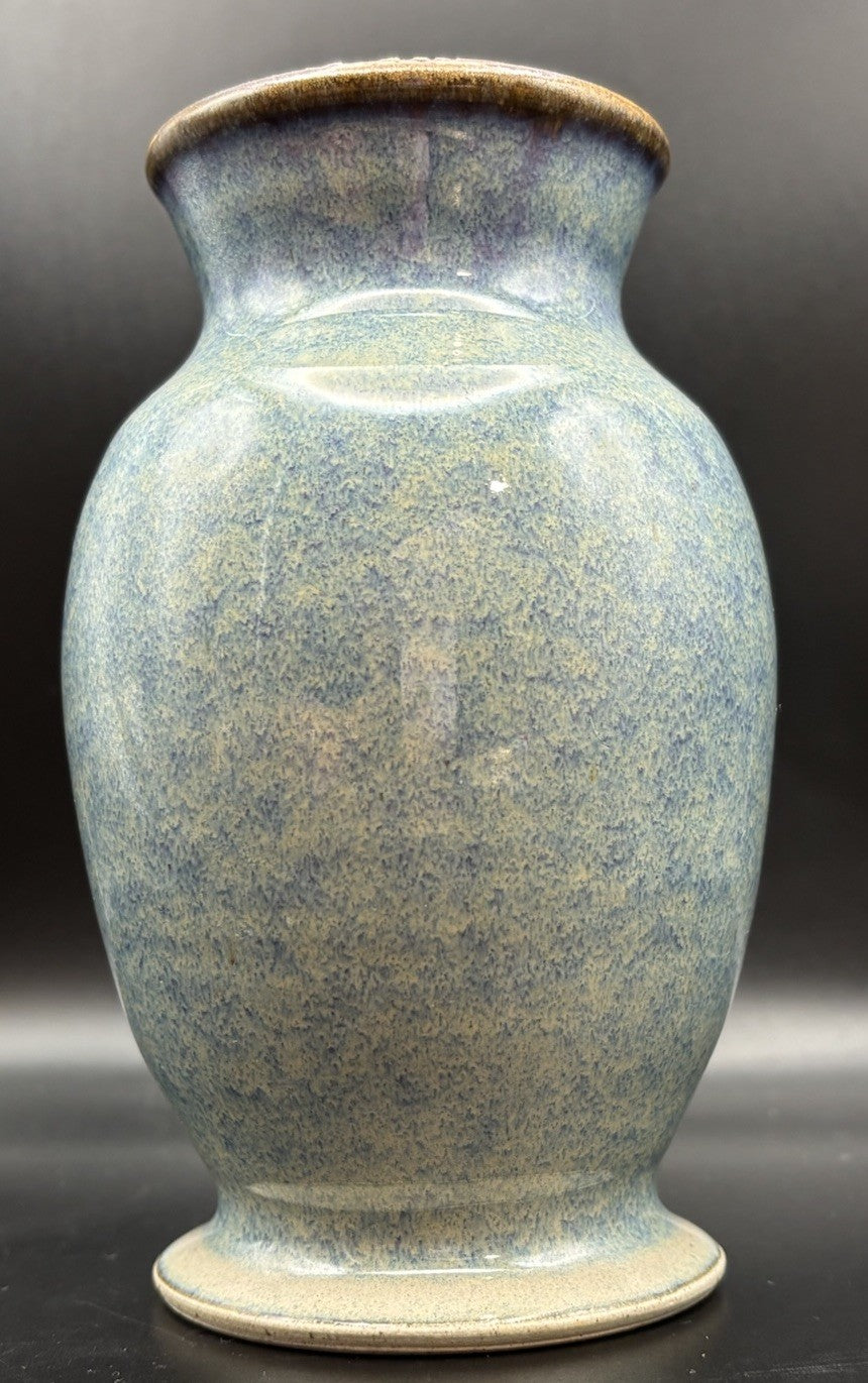 Studio Pottery Vase Signed Bawnton Blue Glaze Australian Ceramic
