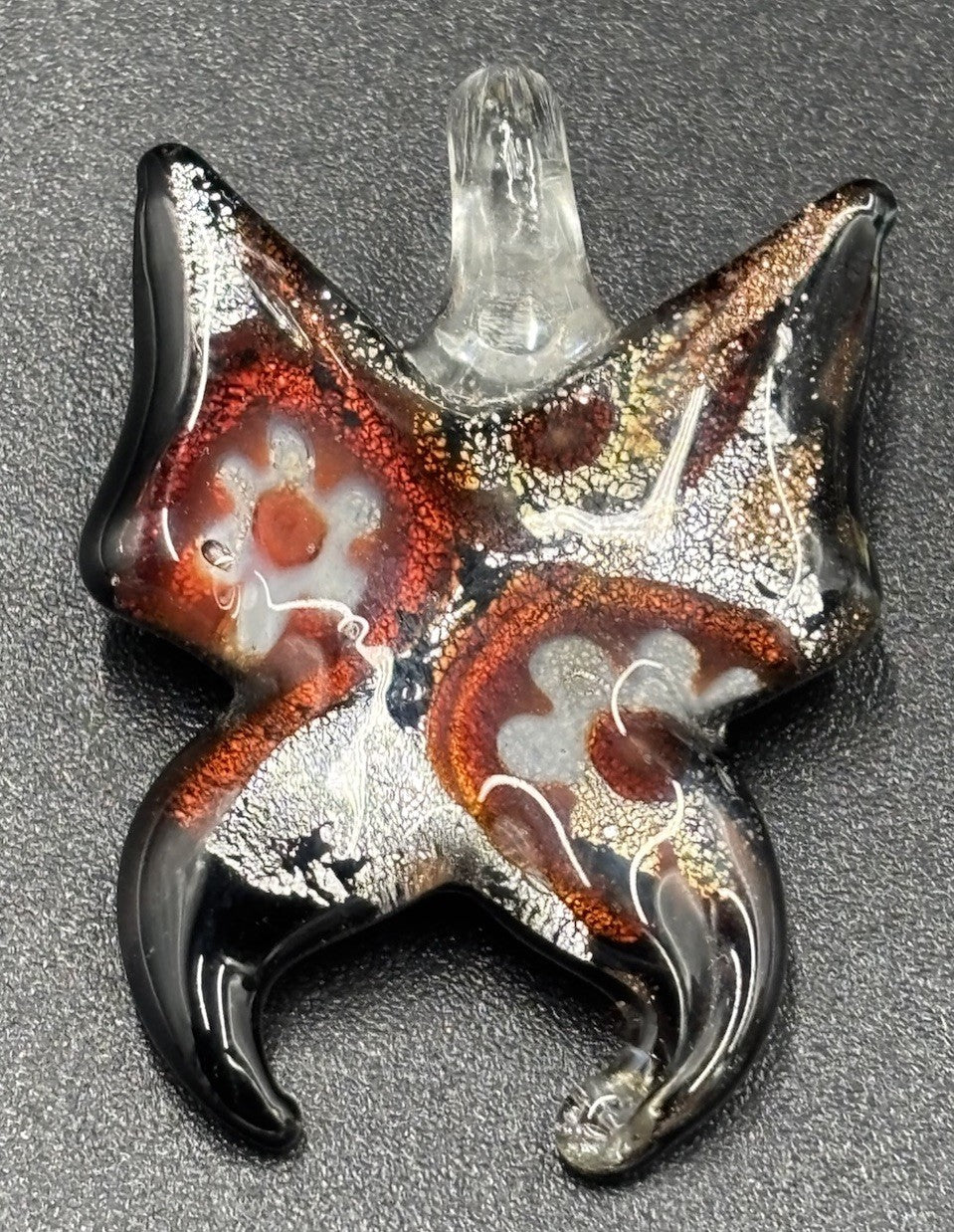 Murano Style Dichroic Art Glass Pendant Handmade Foil Swirl Abstract Design