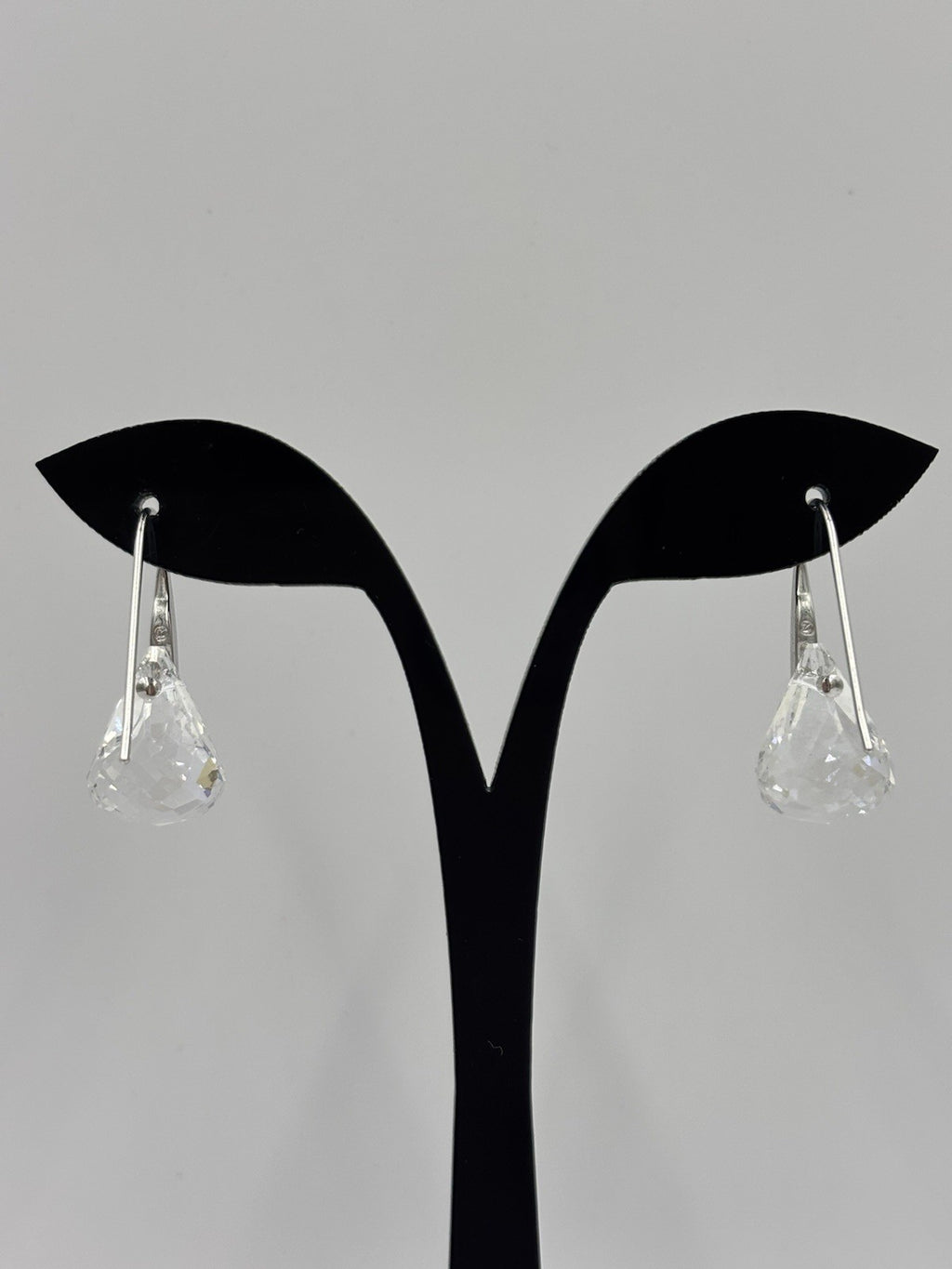 Swarovski Crystal Drop Earrings Teardrop Faceted Clear Rhodium Plated