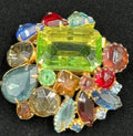 Vintage Luxury Glass Brooch Fruit Salad Cabochons Designer Style