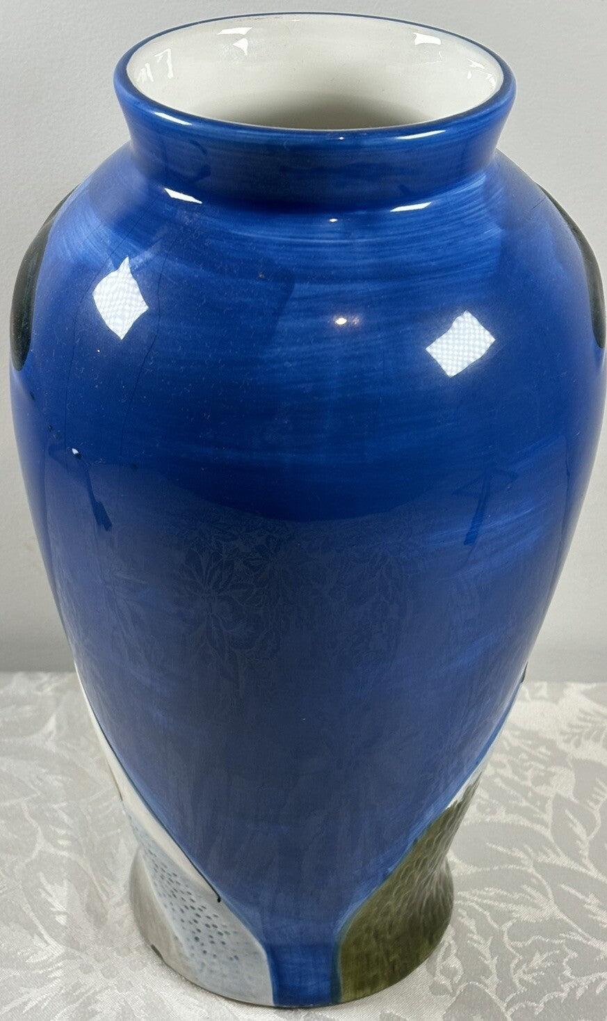 Vintage Greek Hand Painted Vase Santorini Church Scene Hellas Pottery