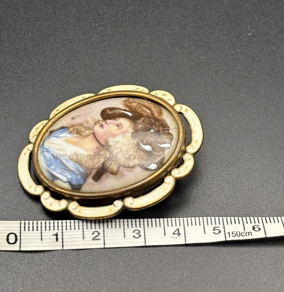 Vintage TLM Thomas L Mott Portrait Brooch Made In England 1930s
