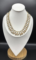 Vintage 1960s Gold Tone Leaf Lucite AB Rhinestone Necklace
