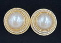 Vintage Orena Paris Glamorous French clip-on Earrings - Faux Pearl Gold Tone