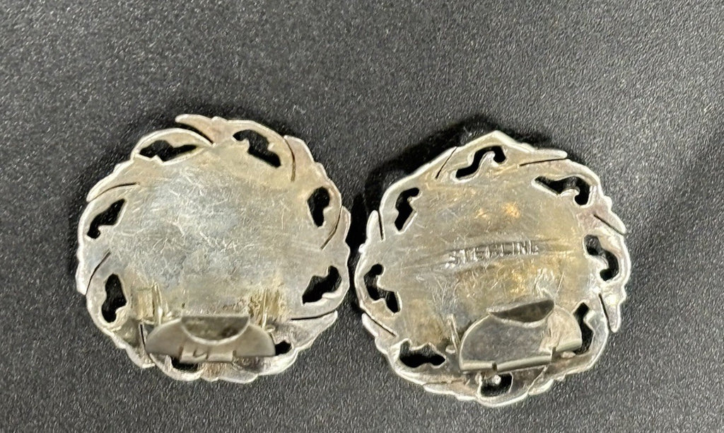 Vintage Siam Sterling Silver Clip On Earrings Thai Dancer Motif