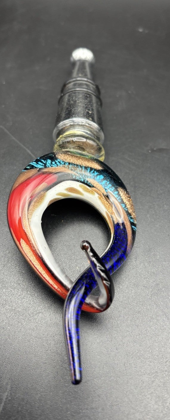 Murano Style Art Glass Bottle Stopper Multicolour Aventurine Twist