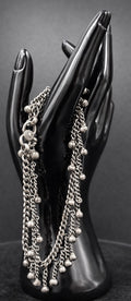 Vintage Sterling Silver Chain Anklet Choker Bells Charm Boho Tribal Jewelry