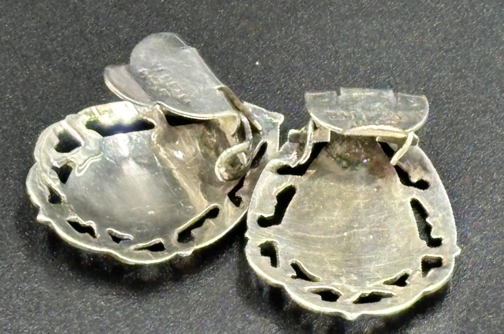 Vintage Siam Sterling Silver Clip On Earrings Thai Dancer Motif