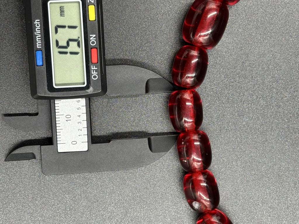 Vintage 1930s Cherry Amber Phenolic Necklace 132g Red Translucent Beads