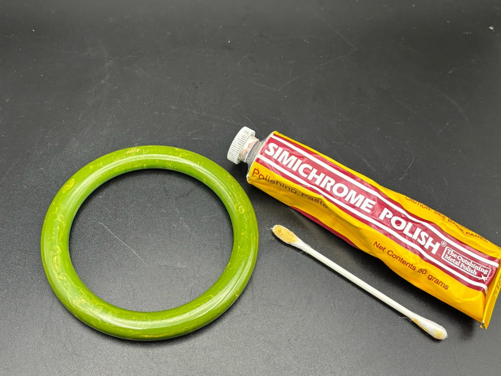 Vintage Marbled Green Bakelite Catalin Bangle Bracelet Tested 84.8mm