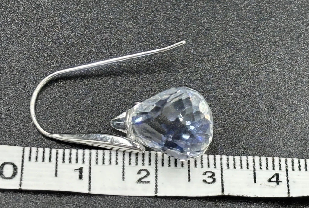 Swarovski Crystal Drop Earrings Teardrop Faceted Clear Rhodium Plated