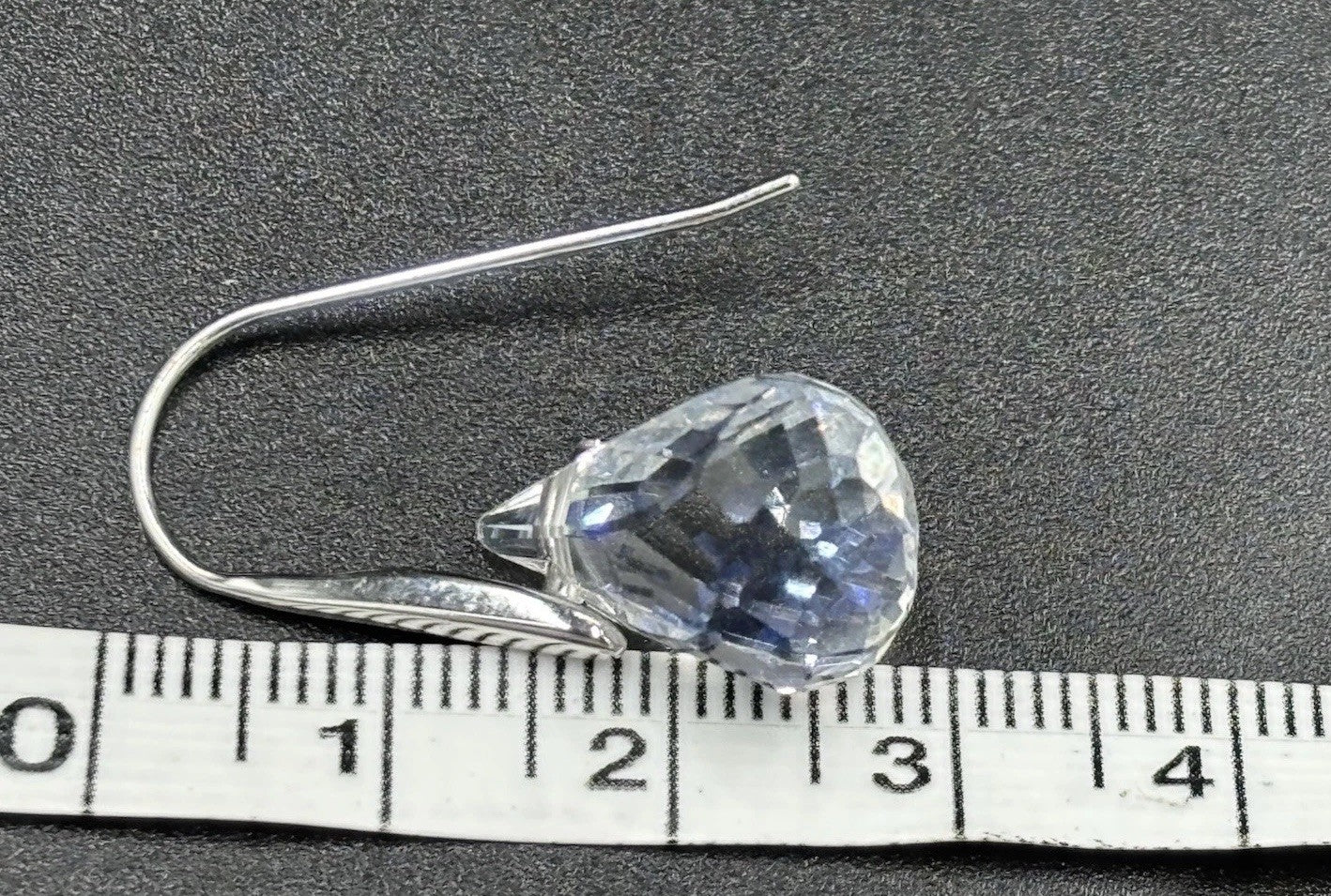 Swarovski Crystal Drop Earrings Teardrop Faceted Clear Rhodium Plated